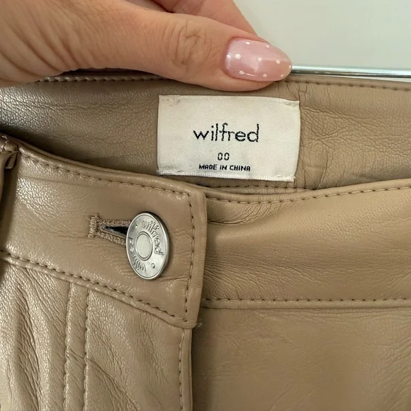 ARITZIA | Wilfred Melina Tan Vegan Leather Pants | SIZE 00 - Picture 4 of 5